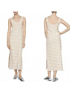 Mango Cut-Out Striped Dress Macaroon Khaki Size 2 / XS